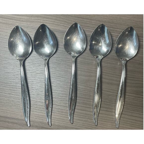Oneida TEXTURA 7" Oneidacraft Deluxe 5 Tablespoons Stainless Flatware Silver MCM - Picture 1 of 5